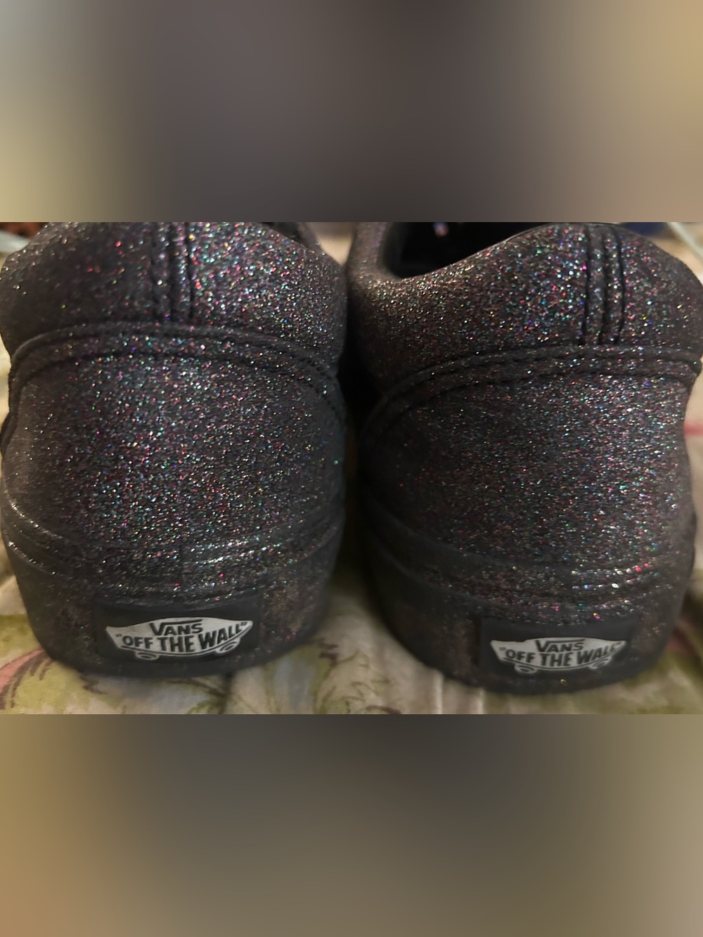 Vans Old Skool Black Rainbow Glitter Sneakers Like New Women 9 - Picture 3 of 4